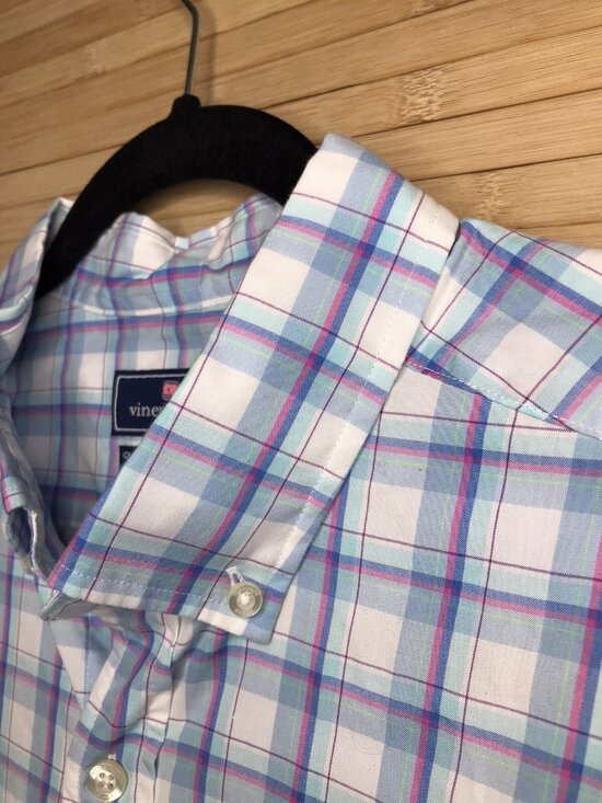 Vineyard Vines Other - Vineyard Vines Classic Fit Tucker cotton Shirt Men's L Large Blue/Pink Plaid